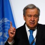 Secretário-geral da ONU, Antonio Guterres, discursa em conferência em Lisboa, Portugal
